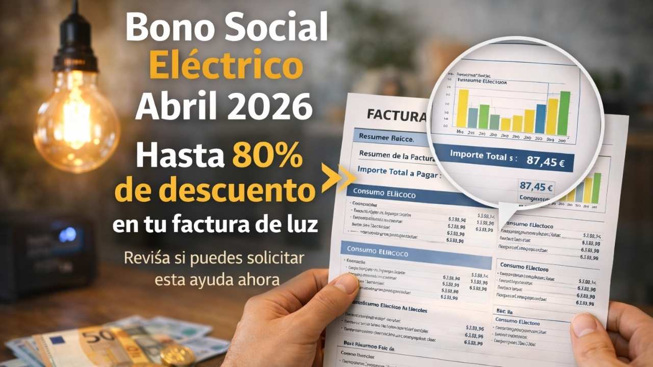 Bono Social Eléctrico Abril 2026: hasta 80% de descuento en la factura de luz, revisa si puedes solicitarlo ahora